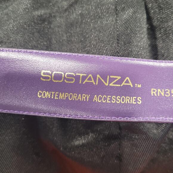 Vintage Sostanza Belt Medium Purple Suede Leather Wide Embroidered‎ Boho 80s main image 7
